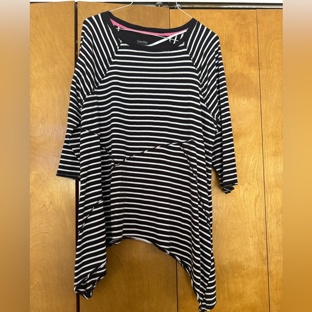 CLEARANCE Calvin Klein Black and White Striped Tunic